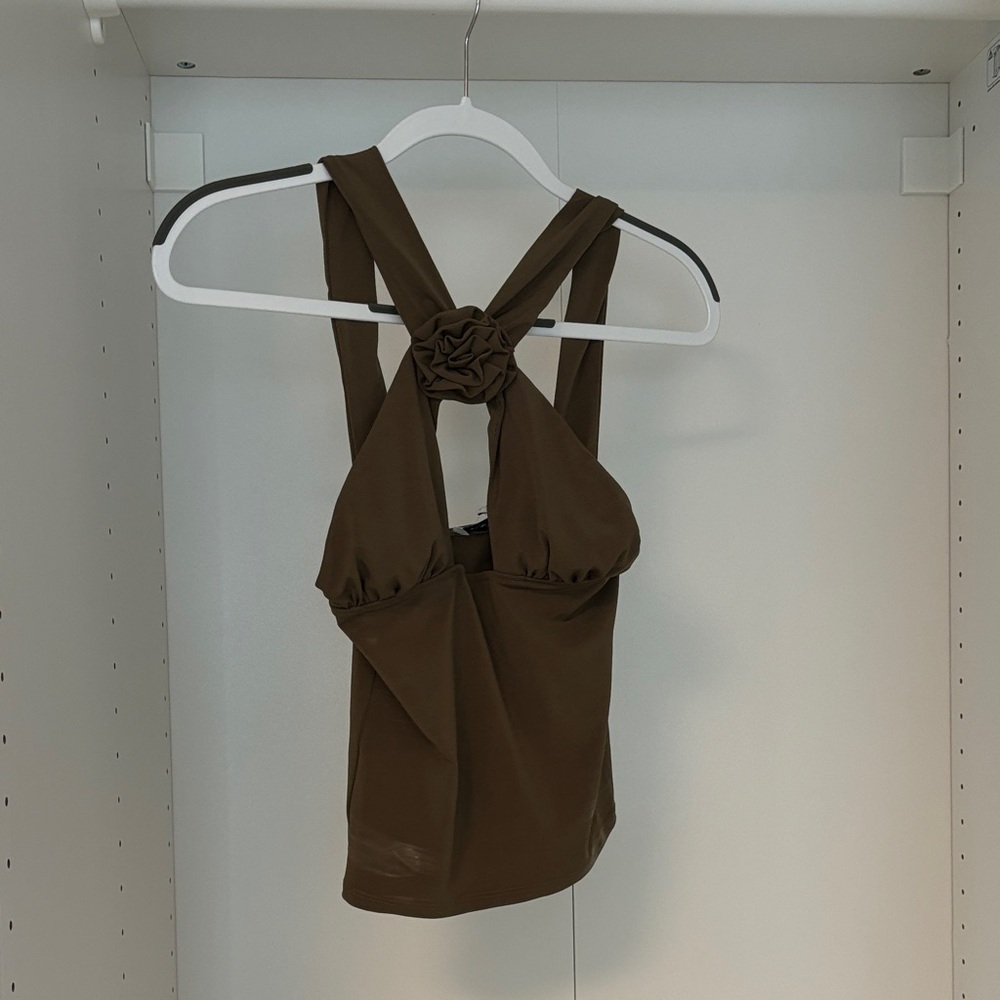 WeWoreWhat Brown Knotted Tank Top